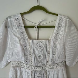 Anthropologie white dress with sliver details